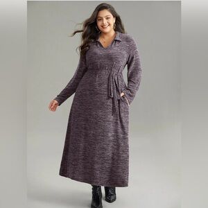 BloomChic Long Sleeve Purple Heathered Lightweight Knit Dress